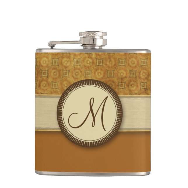 Petaca Patrón de moneda de bronce con monograma (Anverso)