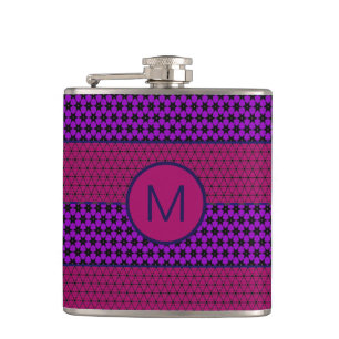 Petaca Patrón de monograma a rayas púrpura y magenta