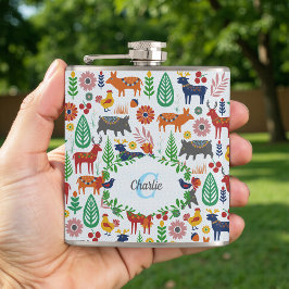 Petaca Patrón de monograma de arte folclórico escandinavo