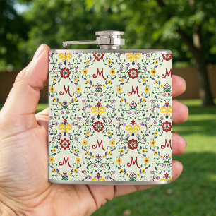 Petaca Patrón de monograma escandinavo Rosemaling Nordic