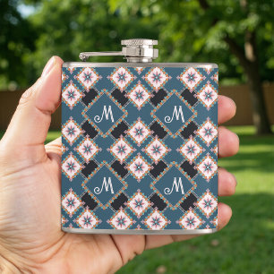 Petaca Patrón de monograma floral geométrico de Moda mode