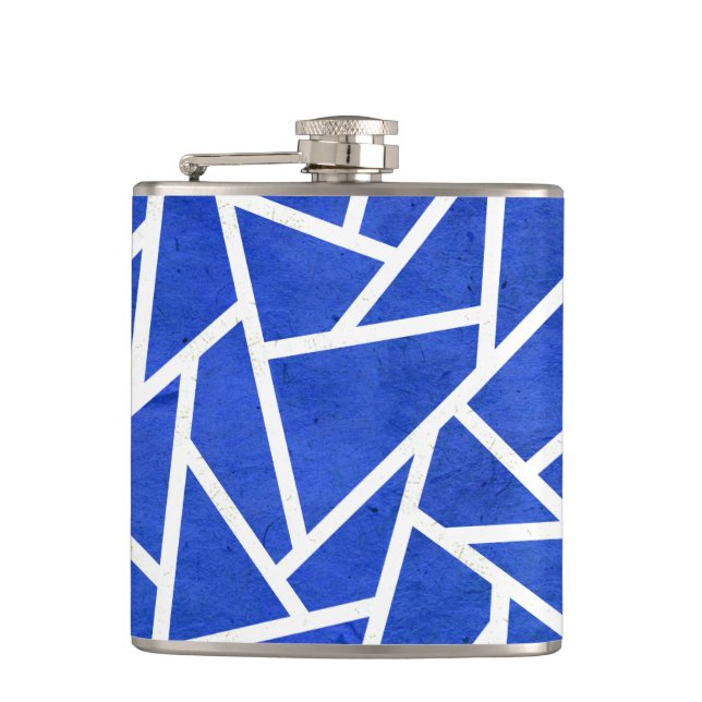 Petaca Patrón de mosaico azul y blanco real (Anverso)