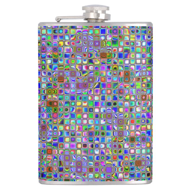 Petaca Patrón de mosaicos con textura de arcoiris psicodé (Anverso)
