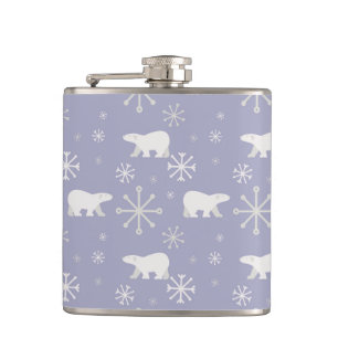 Petaca Patrón de navidades con osos polares y copos de ni