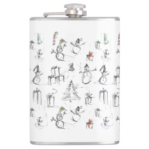Petaca Patrón de Navidades pequeños con hombre de nieve,