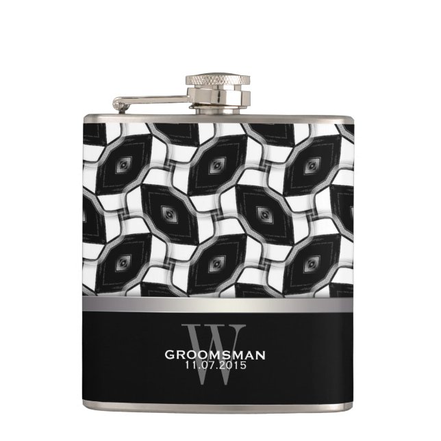 Petaca Patrón de ojos de diamante blanco negro Memento Hi (Anverso)