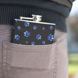 Petaca Patrón de pata de perro con brillo azul