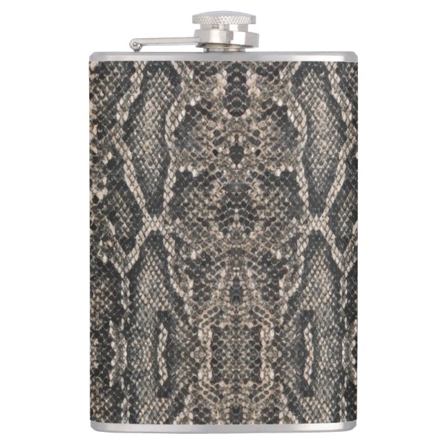 Petaca patrón de piel de serpiente marrón | (Anverso)