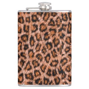Petaca Patrón de piel marrón de gato leopardo de Jaguar-2