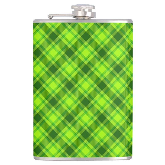 Petaca Patrón de placa de estrado de tartán verde-57578 (Anverso)