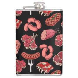 Petaca patrón de productos a base de carne a mano