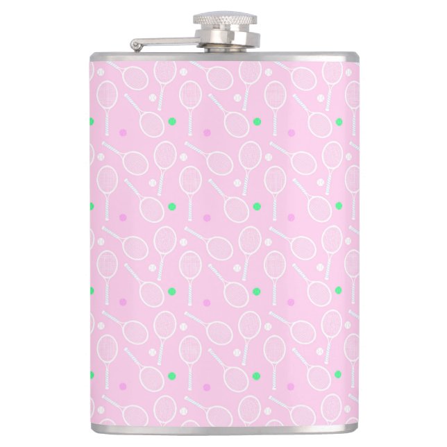 Petaca Patrón de raqueta de tenis rosado (Anverso)