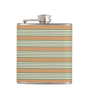 Petaca Patrón de rayas de color verde oliva y blanco con 