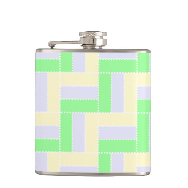 Petaca Patrón de rectángulos Pastel Líneas de puntos blan (Anverso)