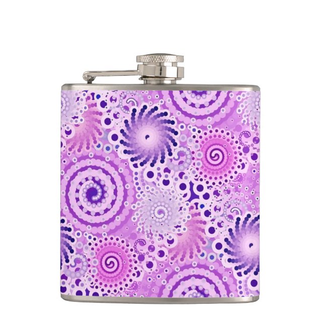 Petaca Patrón de remolino fractal, violeta, orquídea (Anverso)