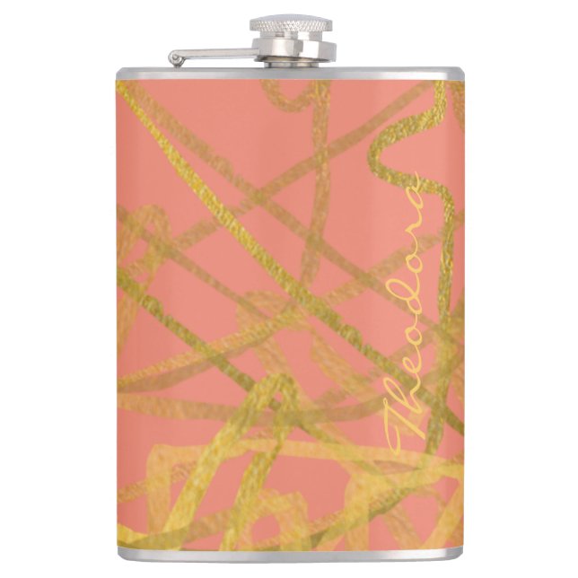 Petaca Patrón de resumen rosado de moda (Anverso)