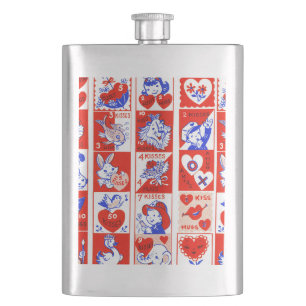 Petaca Patrón de sello vintage de San Valentín de los año