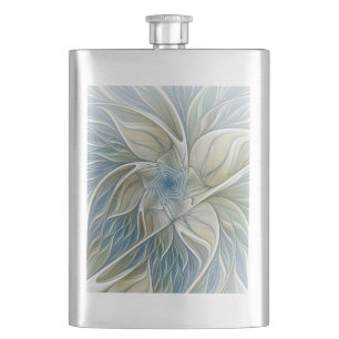 Petaca Patrón de sueño floral Resumen Fractal caqui azul