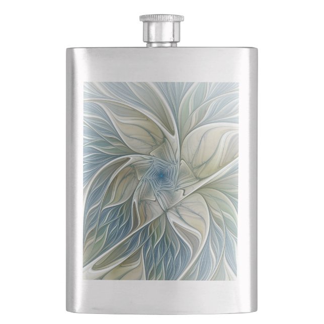 Petaca Patrón de sueño floral Resumen Fractal caqui azul (Anverso)