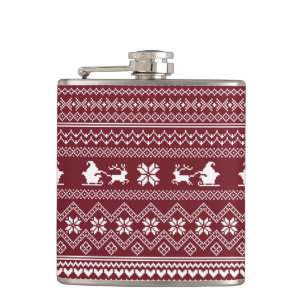 Petaca Patrón de suéter navideño rojo de Santa Claus