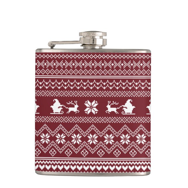 Petaca Patrón de suéter navideño rojo de Santa Claus (Anverso)