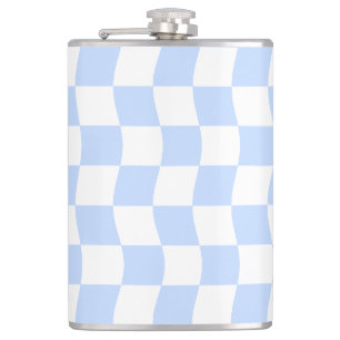 Petaca Patrón de tablero de ajedrez retro blanco azul pas