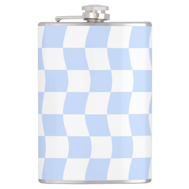 Petaca Patrón de tablero de ajedrez retro blanco azul pas (Anverso)
