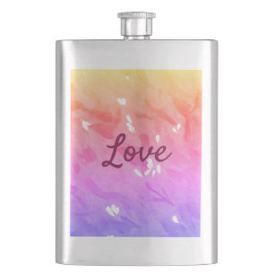 Petaca Patrón de texto de orgullo de amor de arcoíris col