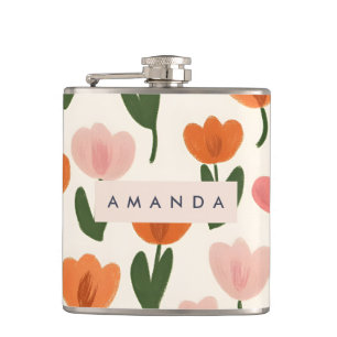 Petaca Patrón de tulipán de manantial cúbico personalizad