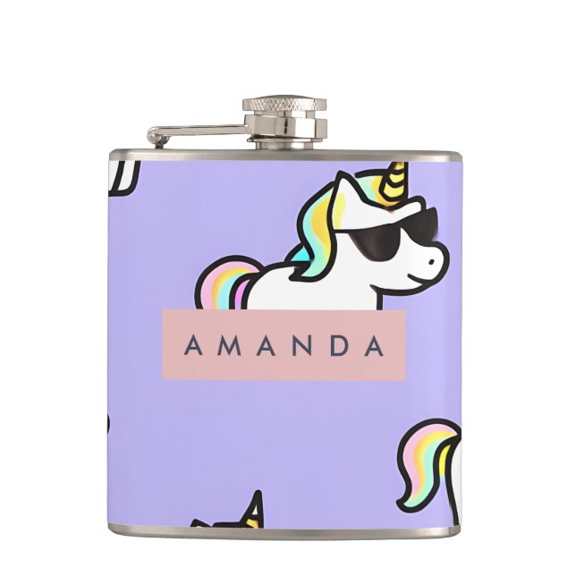 Petaca Patrón de unicornio arcoiris de Guay personalizado (Anverso)