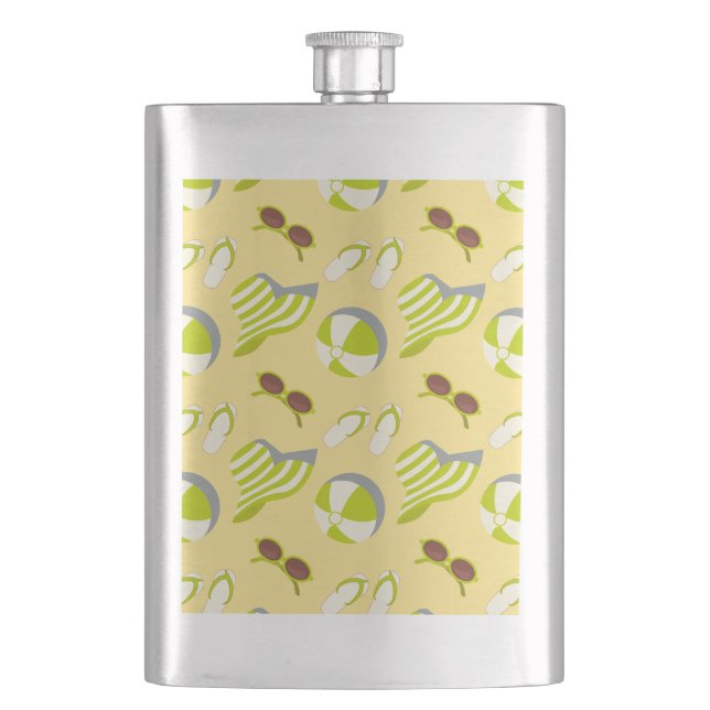 Petaca Patrón de vacaciones en la playa con gafas de sol  (Anverso)