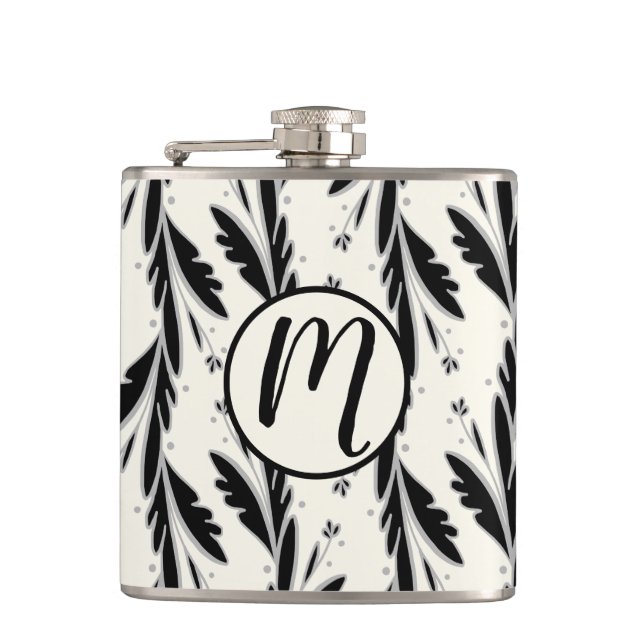 Petaca Patrón de viñedos negros decorativos (Anverso)