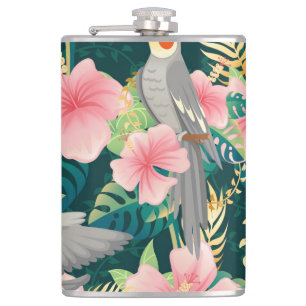 Petaca Patrón de vintage de loro de Cockatiel