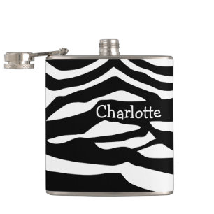 Petaca Patrón De Zebra Blanco Y Negro Personalizado