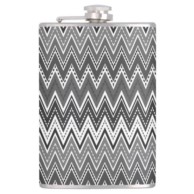 Petaca Patrón de zigzag geométrico en blanco y negro (Anverso)