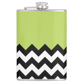 Petaca Patrón de zigzag negro y blanco, chevron, verde