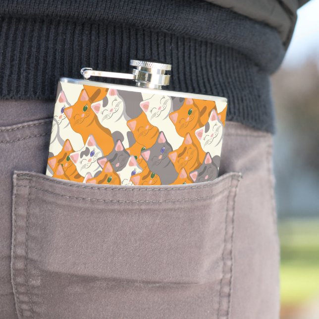 Petaca Patrón diagonal del gato negro jengibre (In Situ)