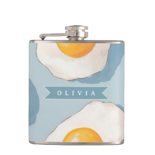 Petaca Patrón Divertido Azul de Huevo Frito Personalizado