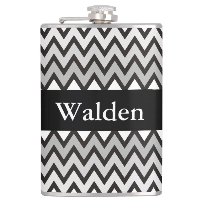 Petaca patrón en ZIGZAG - negro blanco gris + tu idea (Anverso)