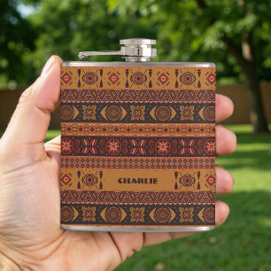 Petaca Patrón Étnico Tribal Boho de Terracota Tradicional