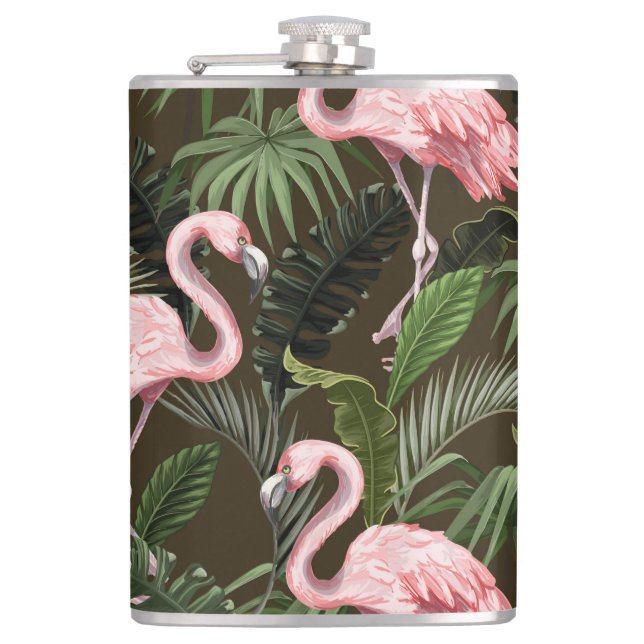 Petaca Patrón Flamingo Tropical: Hojas Vintage (Anverso)
