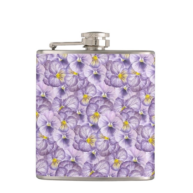 Petaca Patrón floral acuarela con paneles violetas (Anverso)