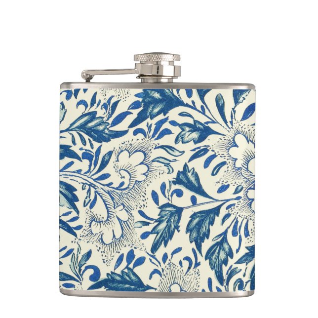 Petaca Patrón floral azul Diseño antiguo asiático (Anverso)