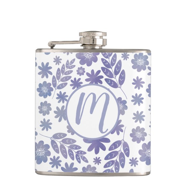 Petaca Patrón floral de gris y lavanda (Anverso)