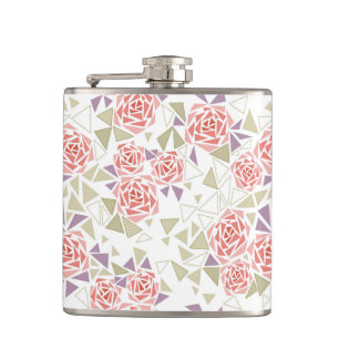 Petaca patrón floral mosaico beige oliva retro