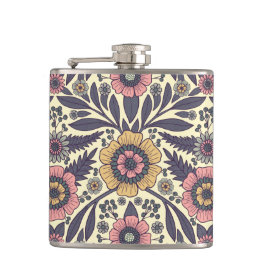 Petaca Patrón floral rosa y azul sin problemas