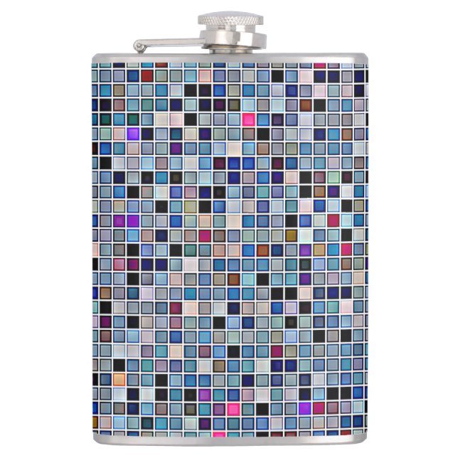 Petaca Patrón Funky Blue 'Bathroom Tiles' (Anverso)