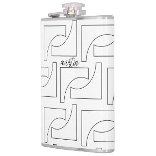 Petaca Patrón Geométrico Blanco Y Negro Personalizado