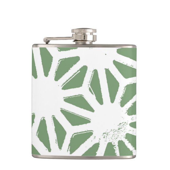 Petaca Patrón geométrico verde oliva y blanco (Anverso)