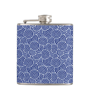 Petaca Patrón giratorio japonés - azul marino y blanco